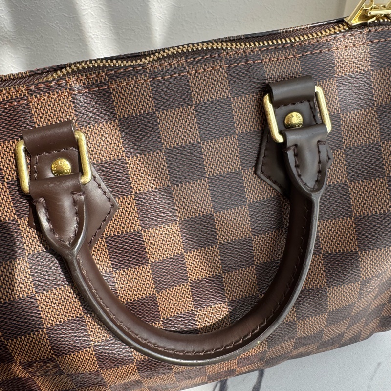 LV咖棋盤格speedy25背帶款-14