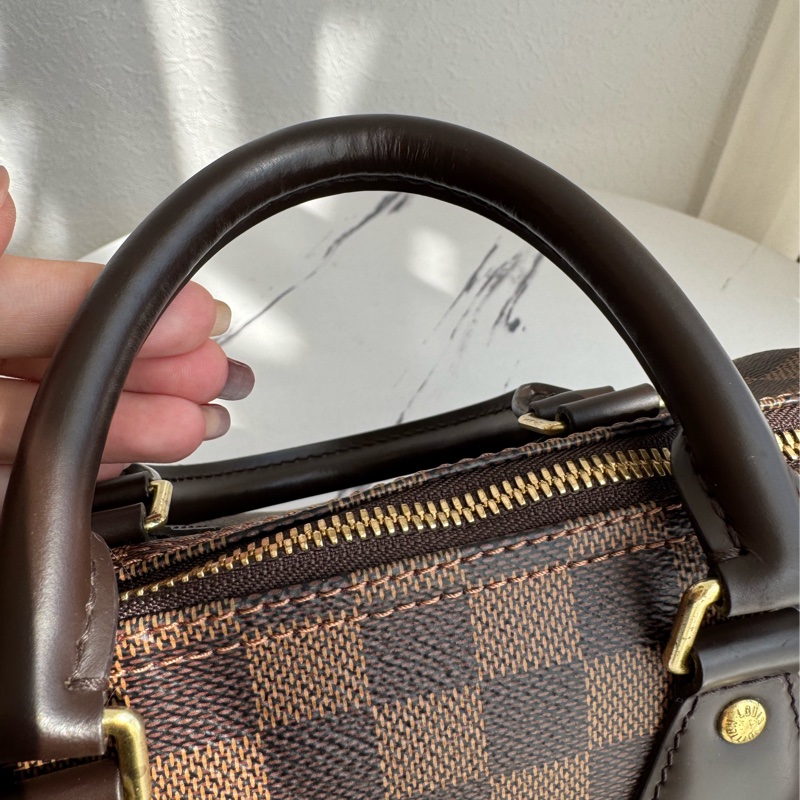 LV咖棋盤格speedy25背帶款-22