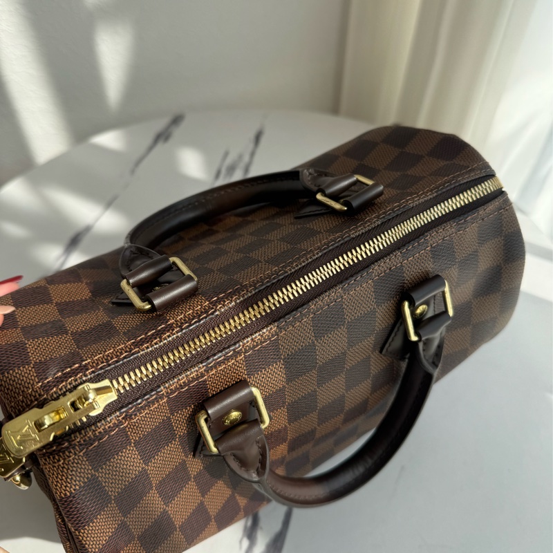 LV咖棋盤格speedy25背帶款-28