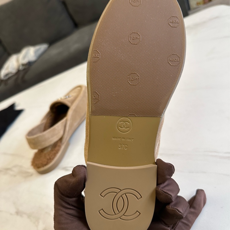 Chanel 棕色麂皮羊毛樂福鞋-5