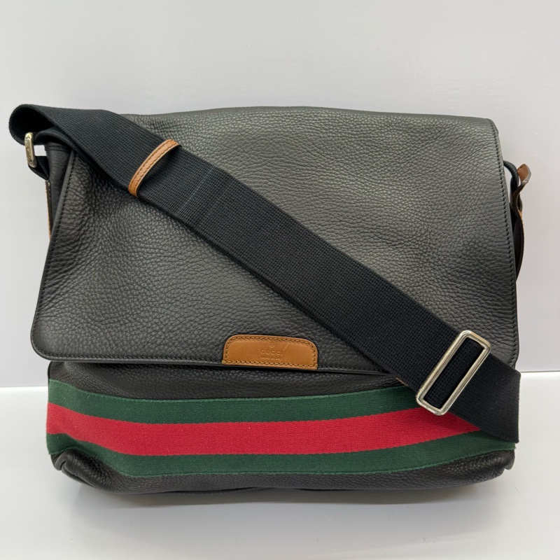 GUCCI 古馳 黑色SHERRY LINE斜背郵差包 281421-0