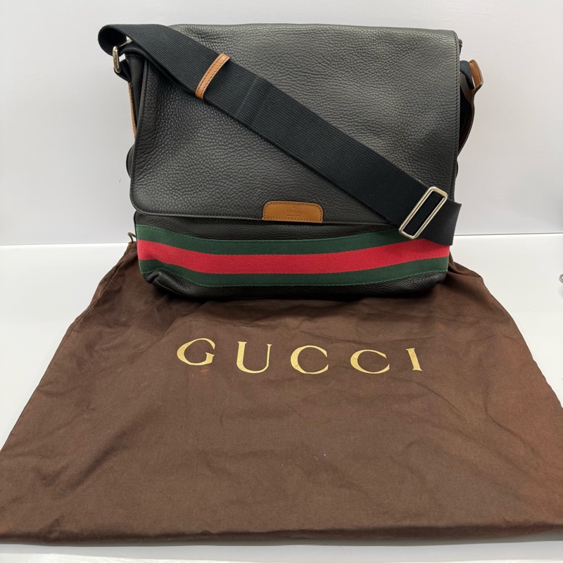 GUCCI 古馳 黑色SHERRY LINE斜背郵差包 281421-2