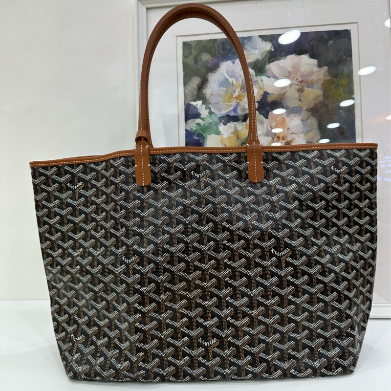 Goyard/戈雅 狗牙棕色托特包購物袋中號 媽咪包首選 容量大自重又輕-1