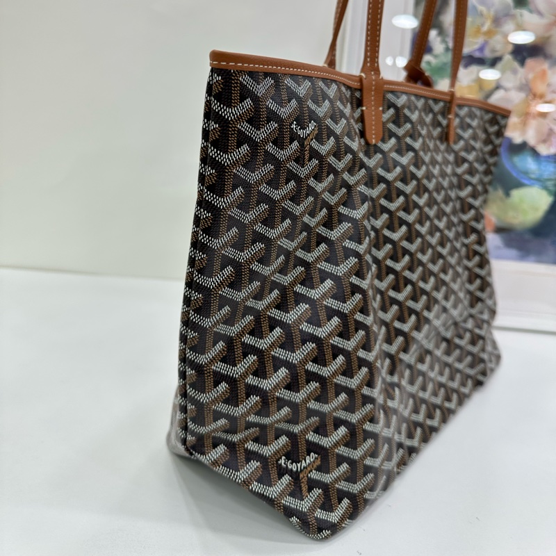 Goyard/戈雅 狗牙棕色托特包購物袋中號 媽咪包首選 容量大自重又輕-4