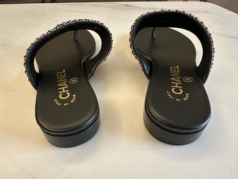 Chanel 蝴蝶結皮穿鍊人字拖鞋-3