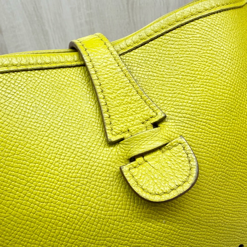 HERMES 💛9R萊姆黃EPSOM皮Evelyne29cm-8