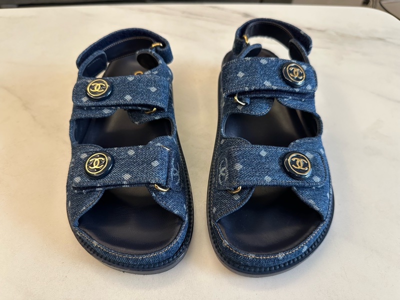 Chanel 藍色牛仔涼鞋-0
