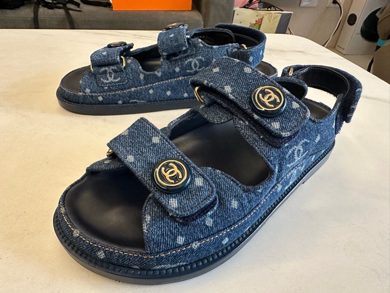 Chanel 藍色牛仔涼鞋-2
