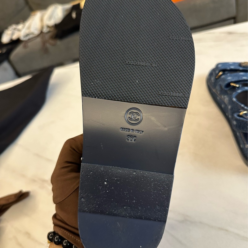 Chanel 藍色牛仔涼鞋-4