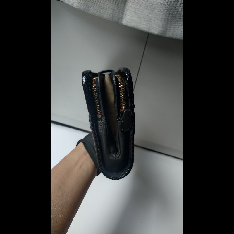 BV 金釦黑毛線編織大手拿包-12