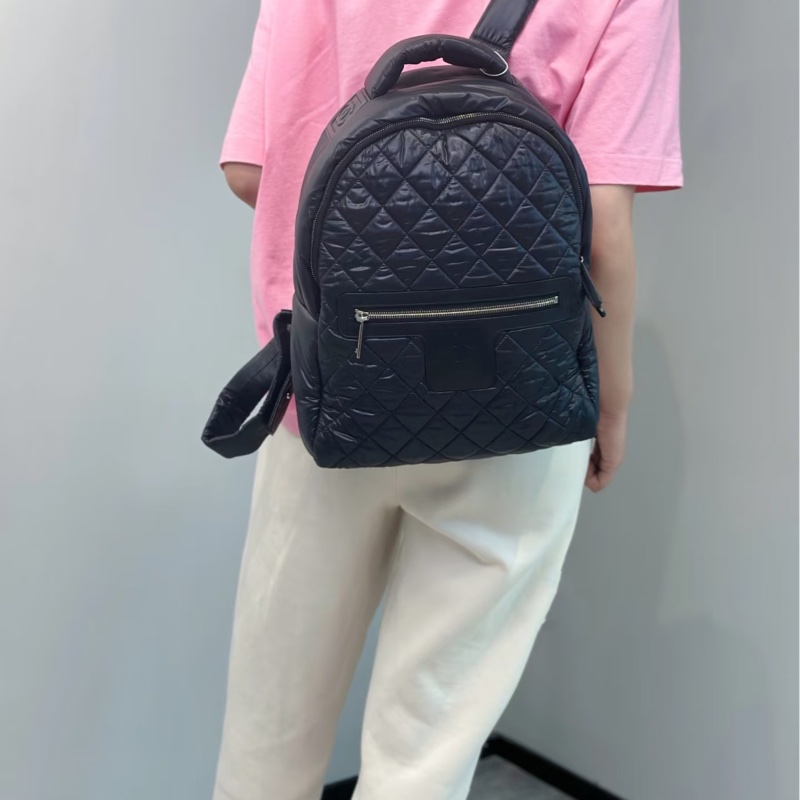 限時超低價😍99新🌟Chanel香奈兒全黑空氣後背包雙肩包書包-6