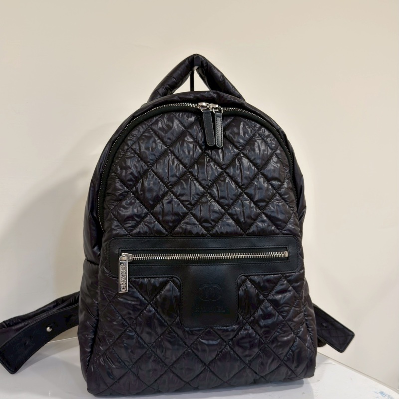 限時超低價😍99新🌟Chanel香奈兒全黑空氣後背包雙肩包書包-7