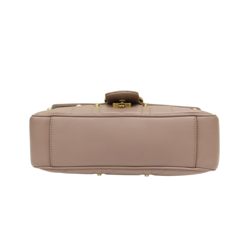 藕粉色 牛皮 珍珠 鉚釘 GG Marmont 肩背包【GUCCI 古馳】 443497-3