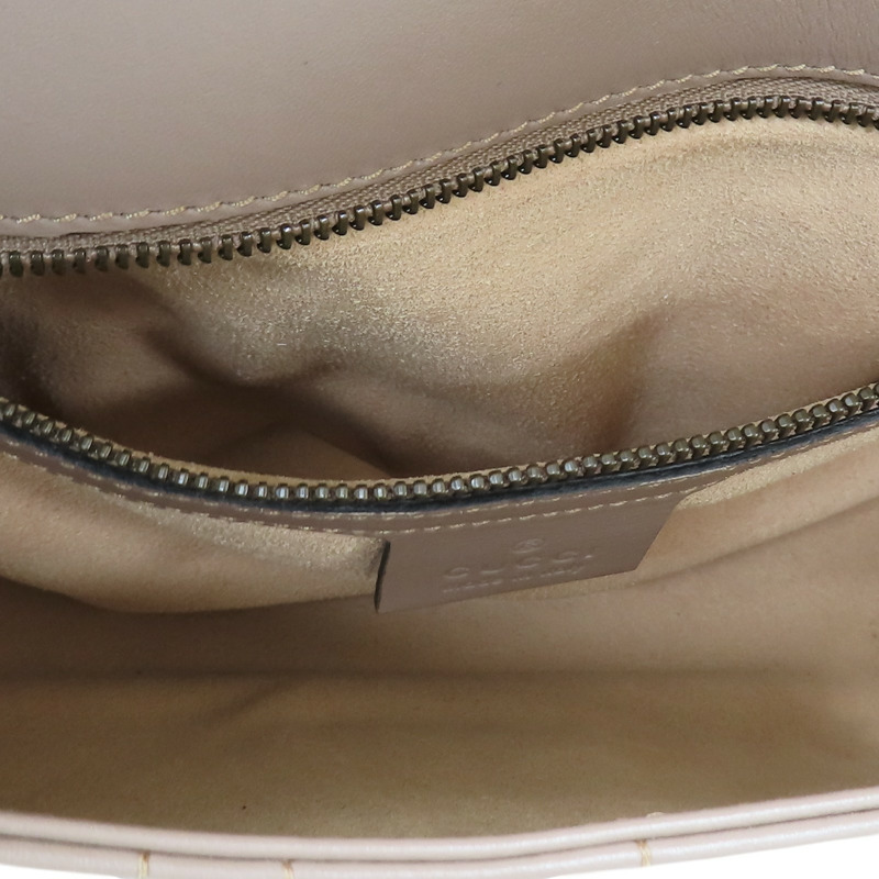 藕粉色 牛皮 珍珠 鉚釘 GG Marmont 肩背包【GUCCI 古馳】 443497-5