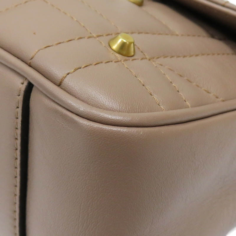 藕粉色 牛皮 珍珠 鉚釘 GG Marmont 肩背包【GUCCI 古馳】 443497-11