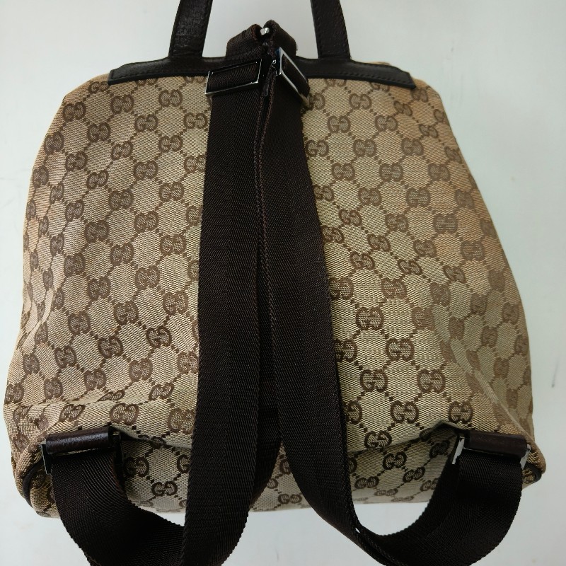 ㊣✨GUCCI✨（附防塵袋）古馳 GG 滿版 老花 帆布 皮革 口袋 束口 賈姬包 後背包/二手包/保證正品🌳二手樹屋🌳-4