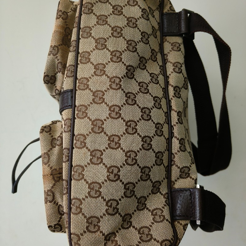 ㊣✨GUCCI✨（附防塵袋）古馳 GG 滿版 老花 帆布 皮革 口袋 束口 賈姬包 後背包/二手包/保證正品🌳二手樹屋🌳-6