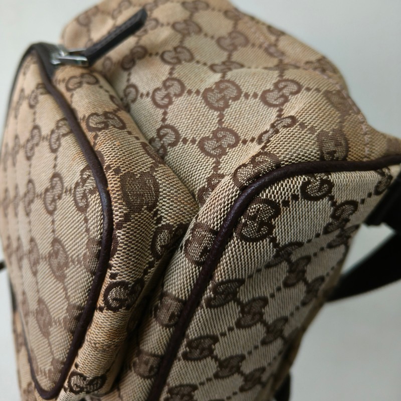 ㊣✨GUCCI✨（附防塵袋）古馳 GG 滿版 老花 帆布 皮革 口袋 束口 賈姬包 後背包/二手包/保證正品🌳二手樹屋🌳-7
