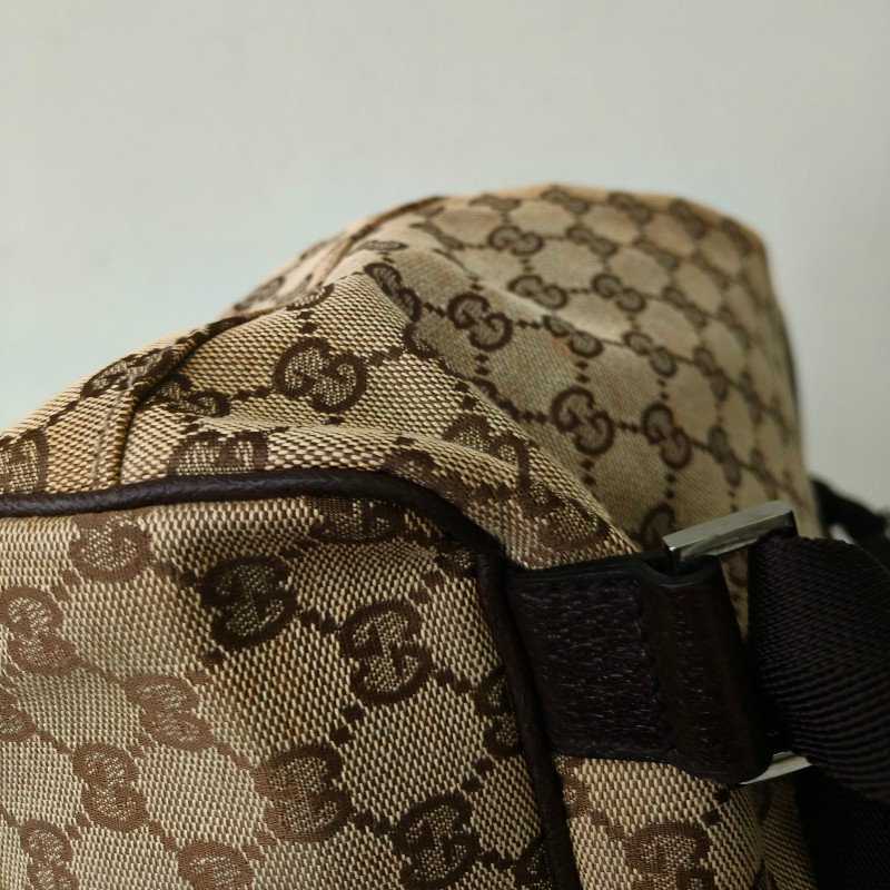 ㊣✨GUCCI✨（附防塵袋）古馳 GG 滿版 老花 帆布 皮革 口袋 束口 賈姬包 後背包/二手包/保證正品🌳二手樹屋🌳-8