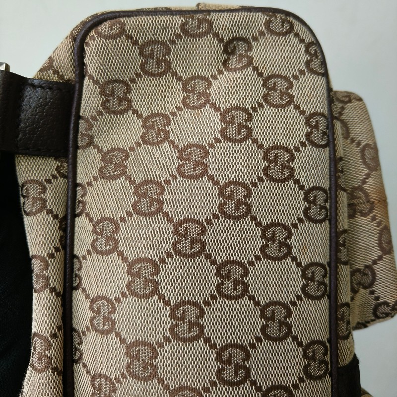 ㊣✨GUCCI✨（附防塵袋）古馳 GG 滿版 老花 帆布 皮革 口袋 束口 賈姬包 後背包/二手包/保證正品🌳二手樹屋🌳-11