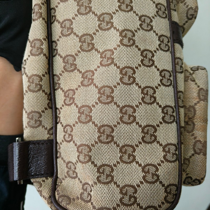 ㊣✨GUCCI✨（附防塵袋）古馳 GG 滿版 老花 帆布 皮革 口袋 束口 賈姬包 後背包/二手包/保證正品🌳二手樹屋🌳-12