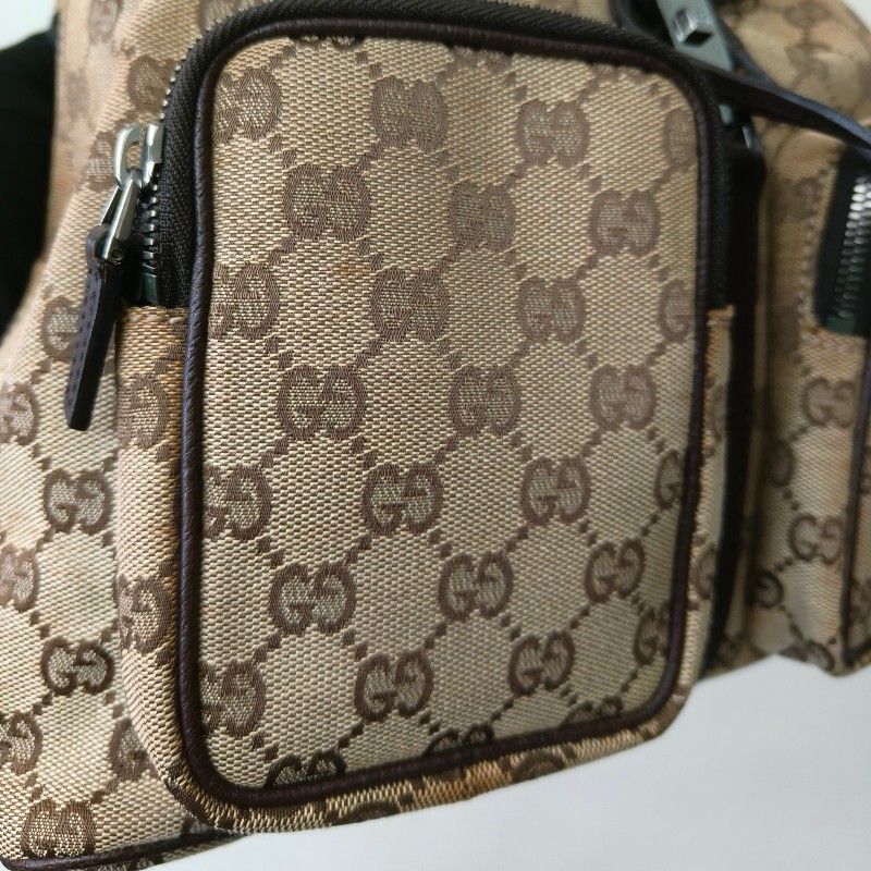 ㊣✨GUCCI✨（附防塵袋）古馳 GG 滿版 老花 帆布 皮革 口袋 束口 賈姬包 後背包/二手包/保證正品🌳二手樹屋🌳-14