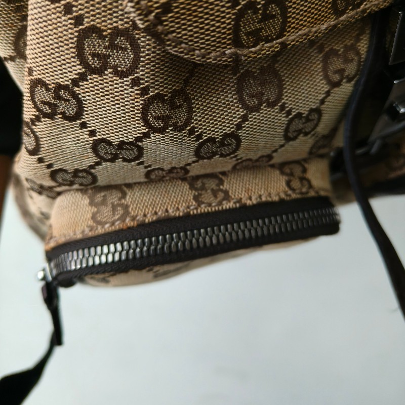 ㊣✨GUCCI✨（附防塵袋）古馳 GG 滿版 老花 帆布 皮革 口袋 束口 賈姬包 後背包/二手包/保證正品🌳二手樹屋🌳-18