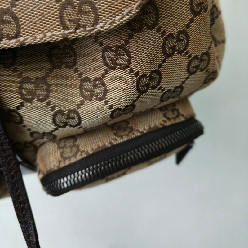 ㊣✨GUCCI✨（附防塵袋）古馳 GG 滿版 老花 帆布 皮革 口袋 束口 賈姬包 後背包/二手包/保證正品🌳二手樹屋🌳-19