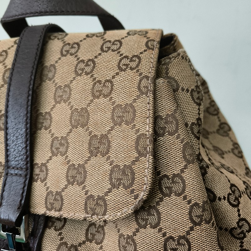 ㊣✨GUCCI✨（附防塵袋）古馳 GG 滿版 老花 帆布 皮革 口袋 束口 賈姬包 後背包/二手包/保證正品🌳二手樹屋🌳-21