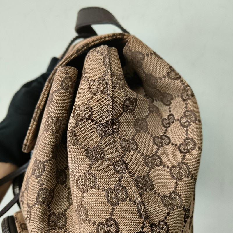 ㊣✨GUCCI✨（附防塵袋）古馳 GG 滿版 老花 帆布 皮革 口袋 束口 賈姬包 後背包/二手包/保證正品🌳二手樹屋🌳-22