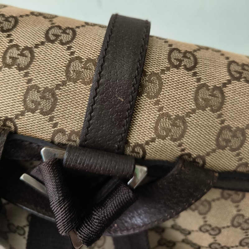 ㊣✨GUCCI✨（附防塵袋）古馳 GG 滿版 老花 帆布 皮革 口袋 束口 賈姬包 後背包/二手包/保證正品🌳二手樹屋🌳-24