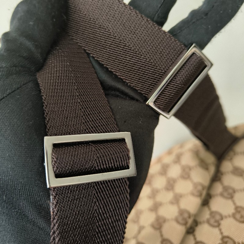 ㊣✨GUCCI✨（附防塵袋）古馳 GG 滿版 老花 帆布 皮革 口袋 束口 賈姬包 後背包/二手包/保證正品🌳二手樹屋🌳-34