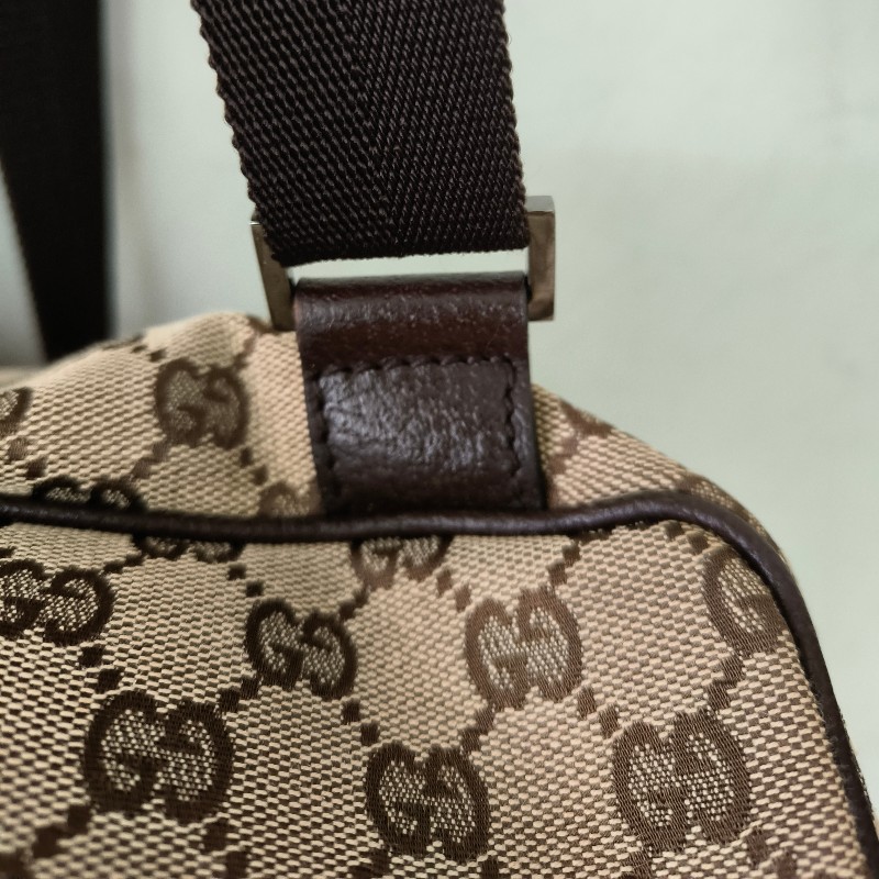 ㊣✨GUCCI✨（附防塵袋）古馳 GG 滿版 老花 帆布 皮革 口袋 束口 賈姬包 後背包/二手包/保證正品🌳二手樹屋🌳-36