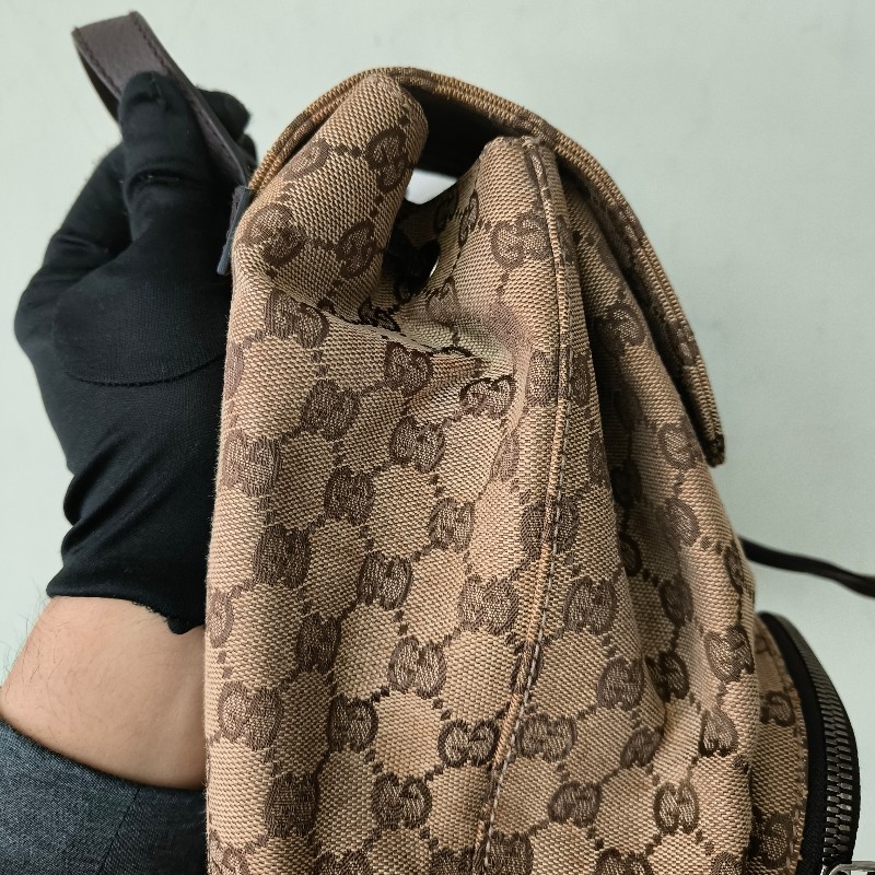 ㊣✨GUCCI✨（附防塵袋）古馳 GG 滿版 老花 帆布 皮革 口袋 束口 賈姬包 後背包/二手包/保證正品🌳二手樹屋🌳-37