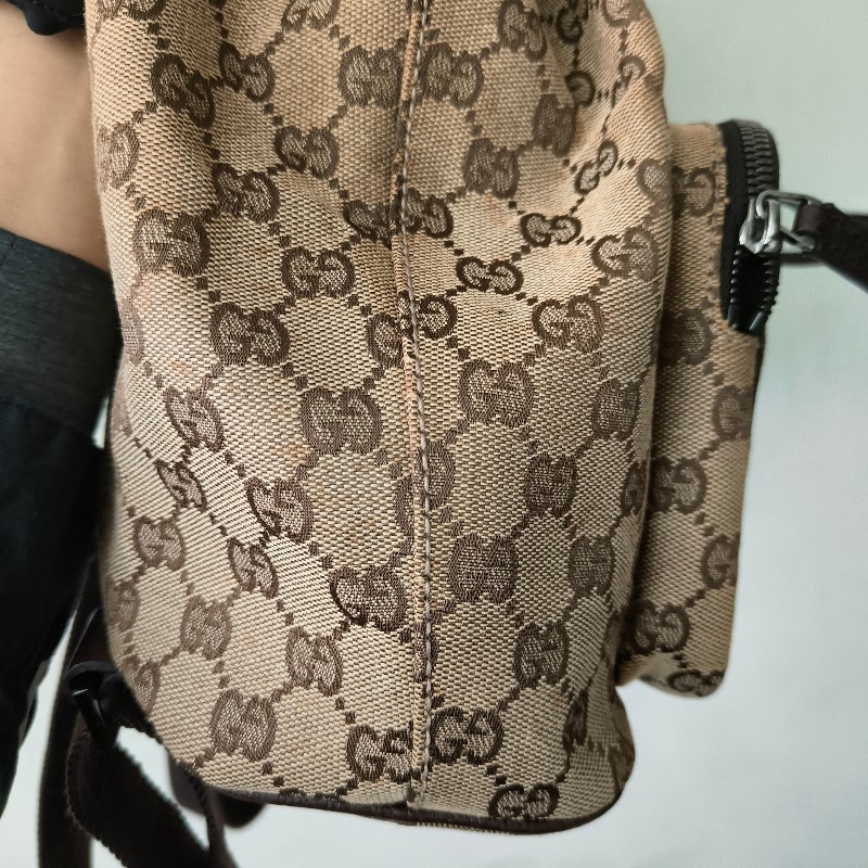 ㊣✨GUCCI✨（附防塵袋）古馳 GG 滿版 老花 帆布 皮革 口袋 束口 賈姬包 後背包/二手包/保證正品🌳二手樹屋🌳-38