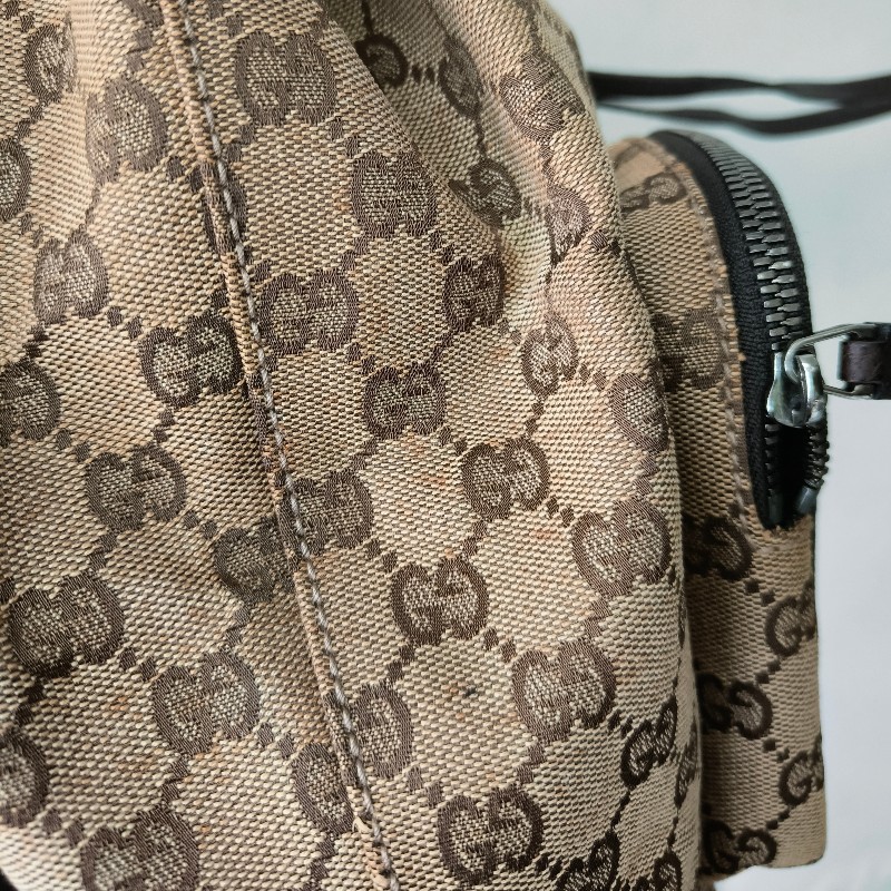 ㊣✨GUCCI✨（附防塵袋）古馳 GG 滿版 老花 帆布 皮革 口袋 束口 賈姬包 後背包/二手包/保證正品🌳二手樹屋🌳-39