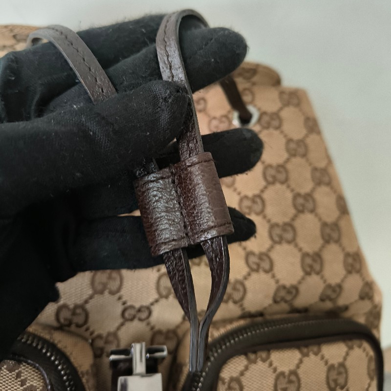 ㊣✨GUCCI✨（附防塵袋）古馳 GG 滿版 老花 帆布 皮革 口袋 束口 賈姬包 後背包/二手包/保證正品🌳二手樹屋🌳-41