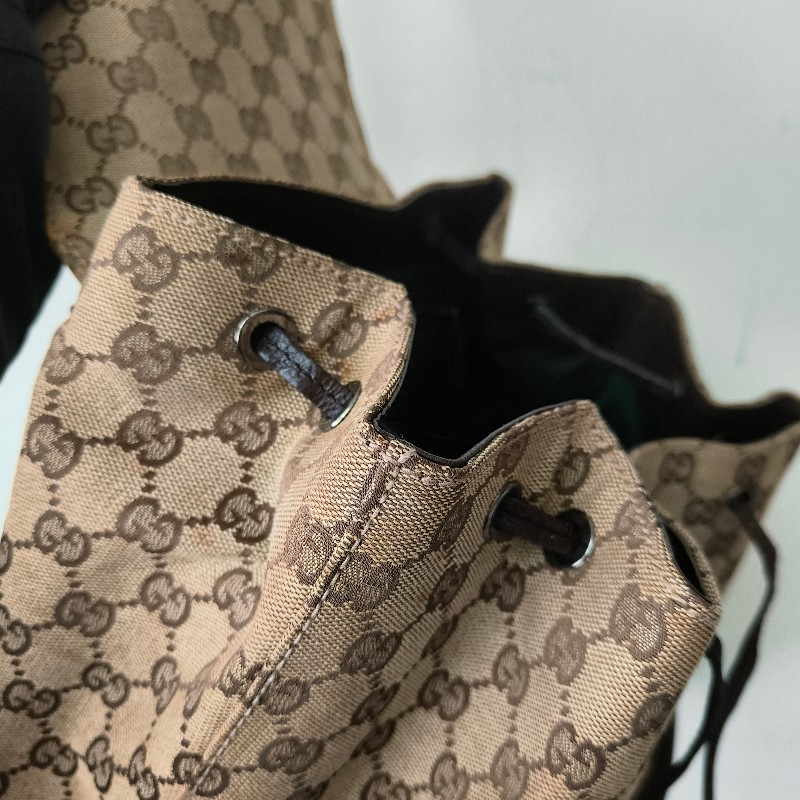 ㊣✨GUCCI✨（附防塵袋）古馳 GG 滿版 老花 帆布 皮革 口袋 束口 賈姬包 後背包/二手包/保證正品🌳二手樹屋🌳-42