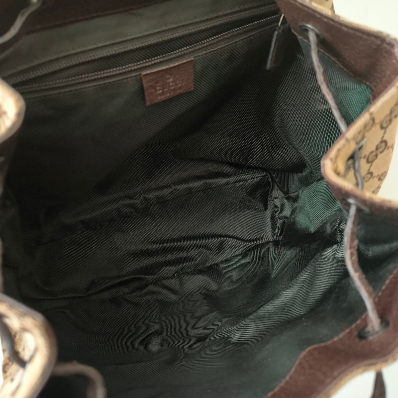 ㊣✨GUCCI✨（附防塵袋）古馳 GG 滿版 老花 帆布 皮革 口袋 束口 賈姬包 後背包/二手包/保證正品🌳二手樹屋🌳-44