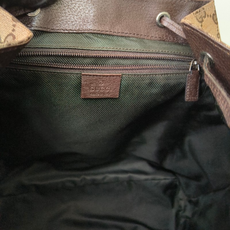 ㊣✨GUCCI✨（附防塵袋）古馳 GG 滿版 老花 帆布 皮革 口袋 束口 賈姬包 後背包/二手包/保證正品🌳二手樹屋🌳-47