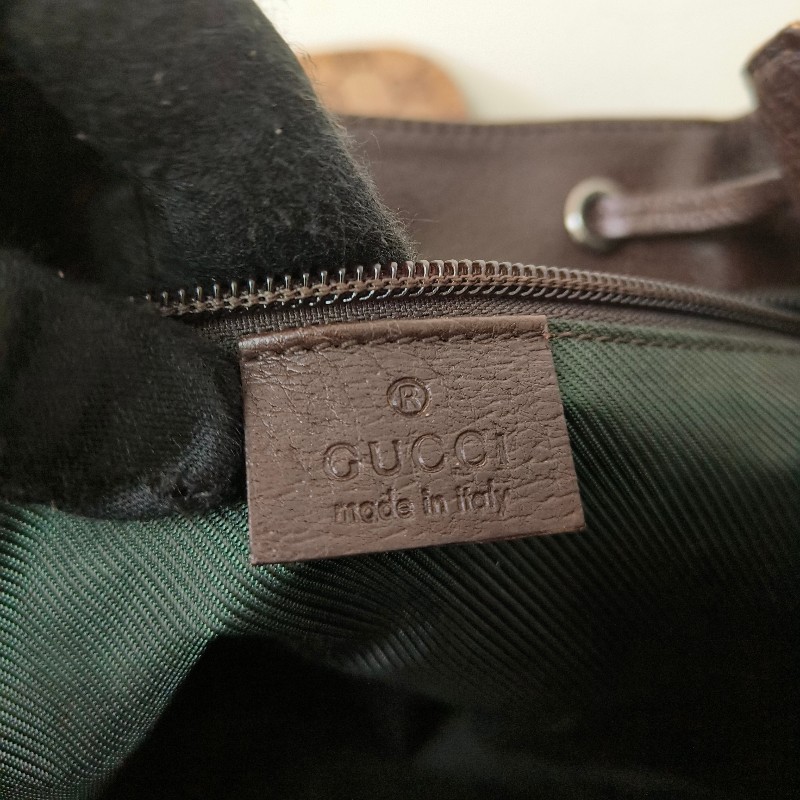 ㊣✨GUCCI✨（附防塵袋）古馳 GG 滿版 老花 帆布 皮革 口袋 束口 賈姬包 後背包/二手包/保證正品🌳二手樹屋🌳-49