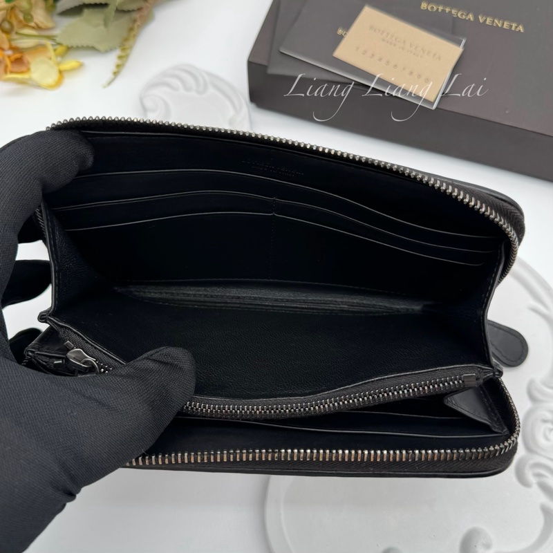 BOTTEGA VENETA BV 經典編織黑色拉鍊長夾-7