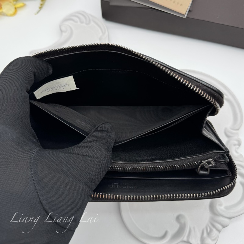 BOTTEGA VENETA BV 經典編織黑色拉鍊長夾-11