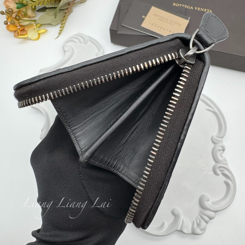 BOTTEGA VENETA BV 經典編織黑色拉鍊長夾-12