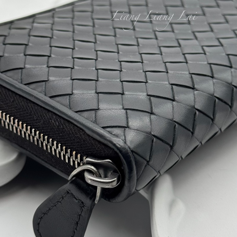 BOTTEGA VENETA BV 經典編織黑色拉鍊長夾-21