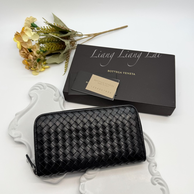 BOTTEGA VENETA BV 經典編織黑色拉鍊長夾-25