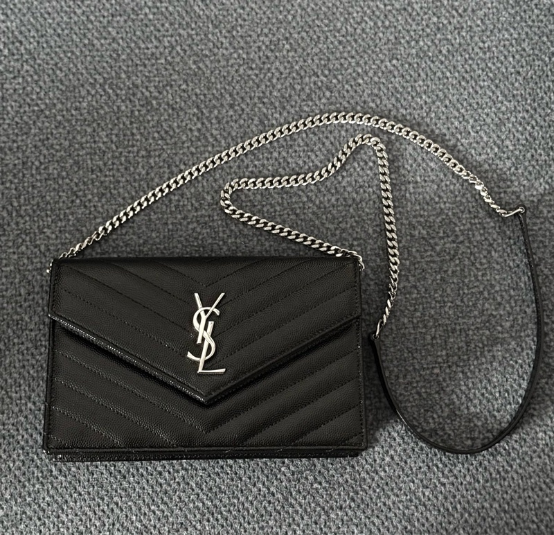 聖羅蘭 YSL WOC 粒面皮革信封袋式鏈條錢包/魚子醬/手拿 斜背包-1