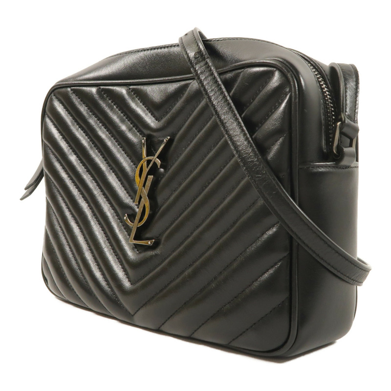 SAINT LAURENT 牛皮皮革Lou Camera Bag銀扣肩背袋-2