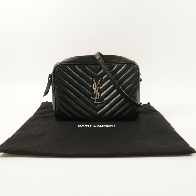 SAINT LAURENT 牛皮皮革Lou Camera Bag銀扣肩背袋-8