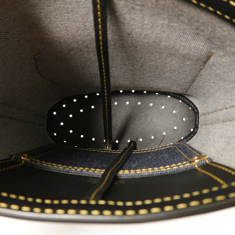 Delvaux 牛仔布/牛皮皮革Pin Mini Denim Bucket Bag金扣手挽袋-4